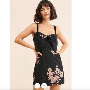 Worn-Once Free People Tie A Bow Mini Dress | Medium | Black + Pink